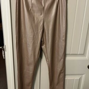 Faux leather fitted pants by Ontwelfth. Size L. Color tan.